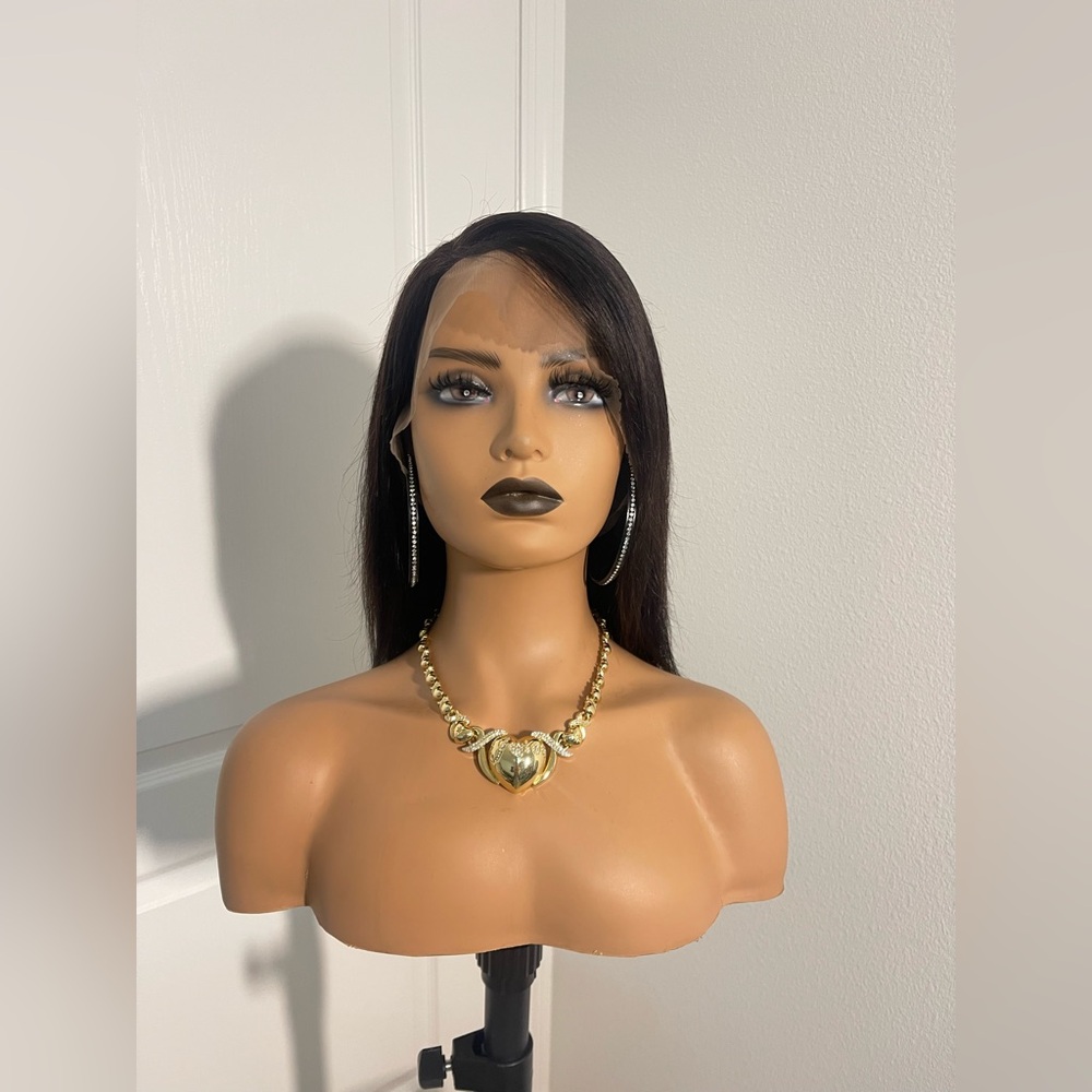 12” Raw Virgin Human Hair Straight 360 Lace Wig